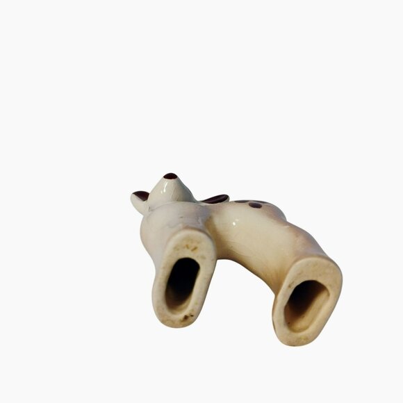 Vintage Brown Spotted Ceramic Deer Figurine, 1950s MCM Brown & Cream Fawn 4.5" - Picture 5 of 6